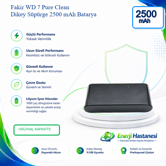 Fakir WD 7 Pure Clean Dikey Süpürge 2500 mAh Batarya