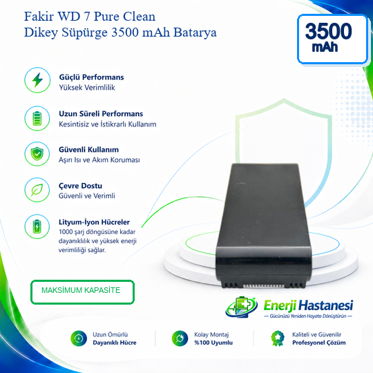 Fakir WD 7 Pure Clean Dikey Süpürge 3500 mAh Batarya