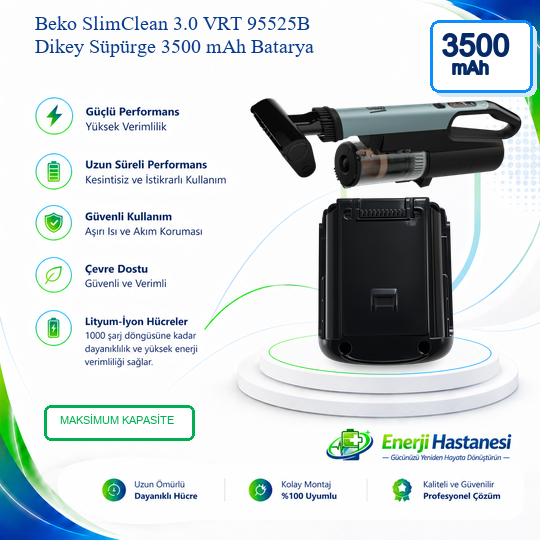 Beko SlimClean 3.0 VRT 95525B Dikey Süpürge 3500 mAh Batarya