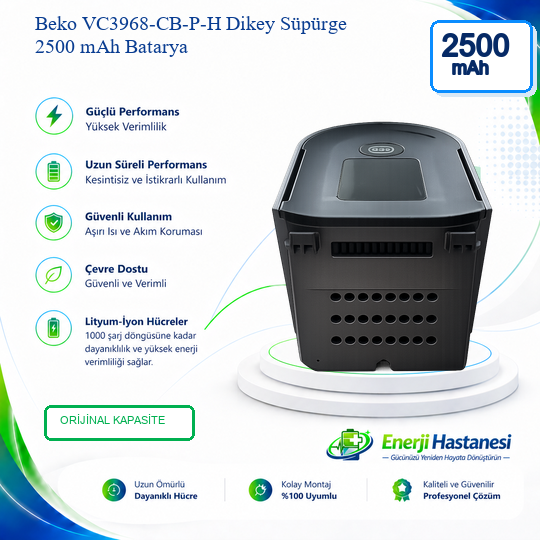 Beko VC3968-CB-P-H Dikey Süpürge 2500 mAh Batarya