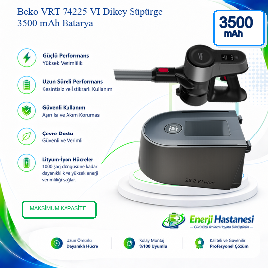 Beko VRT 74225 VI Dikey Süpürge 3500 mAh Batarya