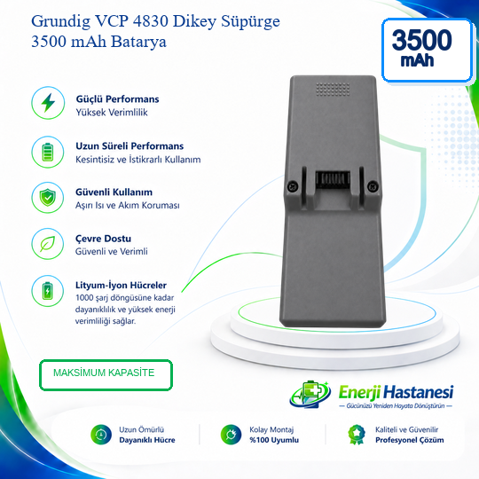 Grundig VCP 4830 Dikey Süpürge 3500 mAh Batarya