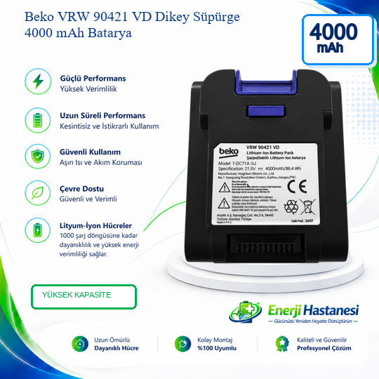 Beko VRW 90421 VD Dikey Süpürge 4000 Mah Batarya