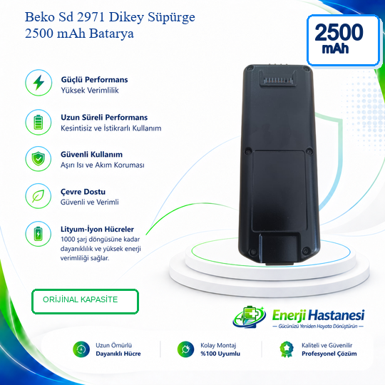 Beko Sd 2971 Dikey Süpürge 2500 mAh Batarya ( 8 Pinli )