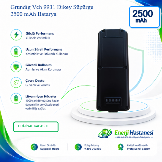 Grundig Vch 9931 Dikey Süpürge 2500 mAh Batarya ( 9 Pinli )