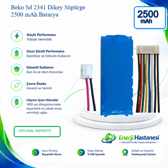 Beko Sd 2341 Dikey Süpürge 2500 mAh Batarya