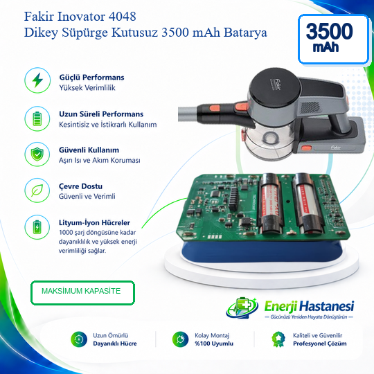 Fakir Inovator 4048 Dikey Süpürge Kutusuz 3500 mAh Batarya