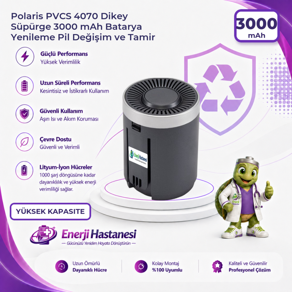 Polaris PVCS 4070 Dikey Süpürge 3000 mAh Batarya Yenileme Pil Değişim ve Tamir
