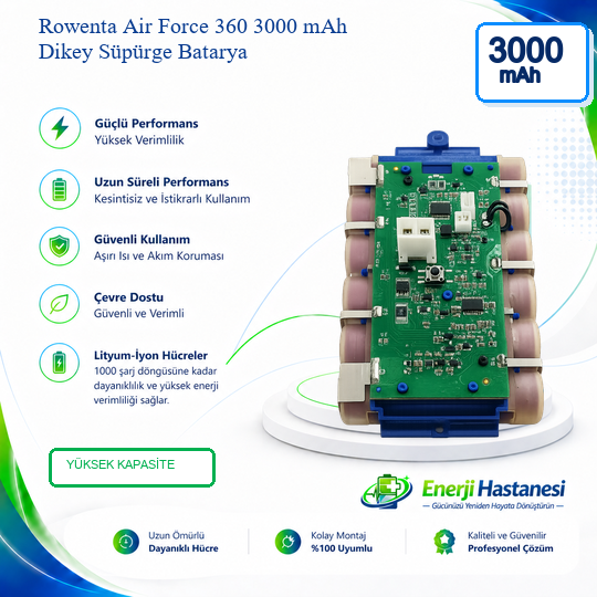 Rowenta Air Force 360 Dikey Süpürge 3000 mAh Batarya