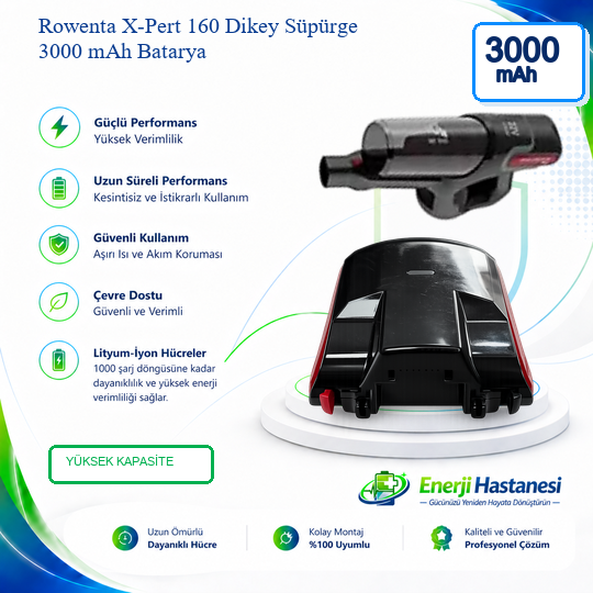 Rowenta X-Pert 160 Dikey Süpürge 3000 mAh Batarya