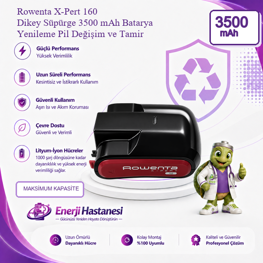 Rowenta X-Pert 160 Dikey Süpürge 3500 mAh Batarya Yenileme Pil Değişim ve Tamir