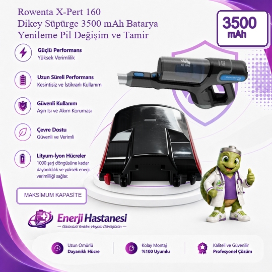 Rowenta X-Pert 160 Dikey Süpürge 3500 mAh Batarya Yenileme Pil Değişim ve Tamir