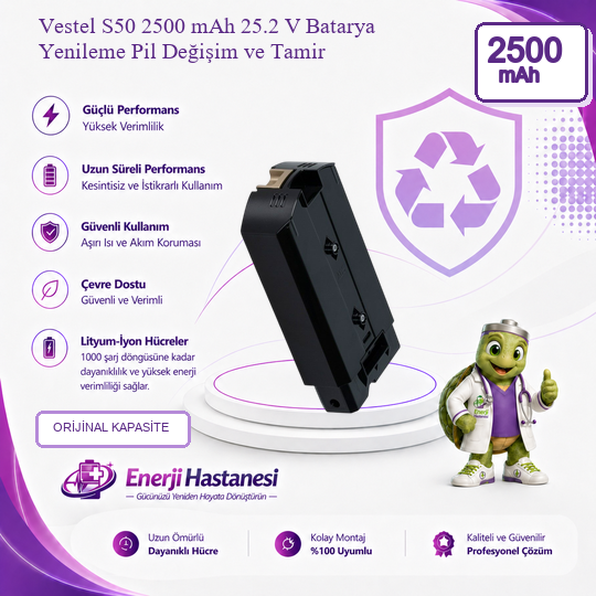 Vestel S50 2500 mAh Batarya Yenileme Pil Değişim ve Tamir
