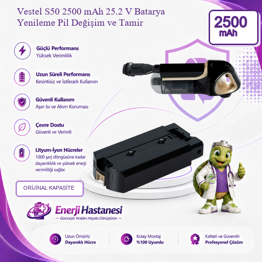 Vestel S50 2500 mAh Batarya Yenileme Pil Değişim ve Tamir