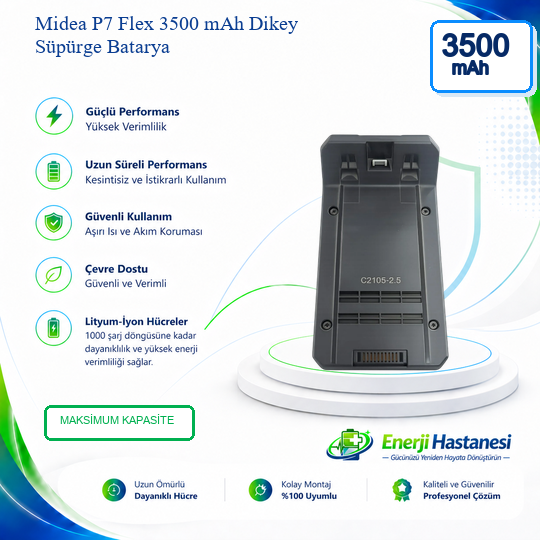 Midea P7 Flex Dikey Süpürge 3500 mAh Batarya