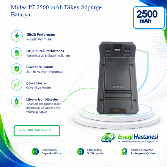 Midea P7 Dikey Süpürge 2500 mAh Batarya