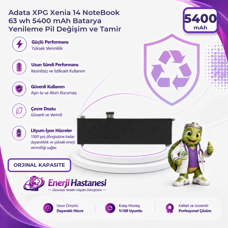 Adata XPG Xenia 14 NoteBook 63 wh 5400 mAh Batarya Yenileme Pil Değişim ve Tamir
