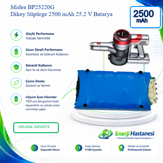 Midea BP25220G Dikey Süpürge 2500 mAh Batarya