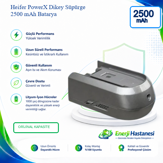 Heifer PowerX Dikey Süpürge 2500 mAh Batarya