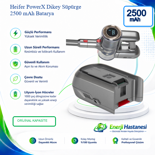 Heifer PowerX Dikey Süpürge 2500 mAh Batarya
