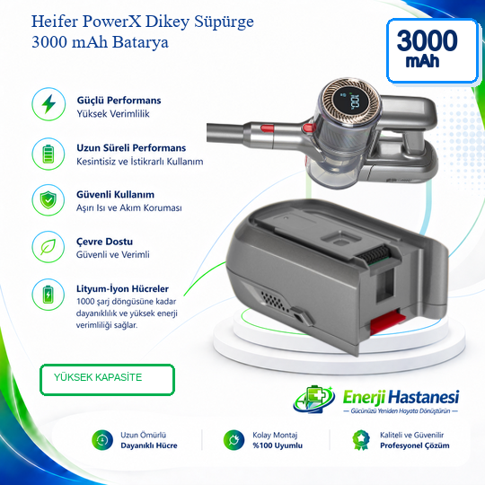 Heifer PowerX Dikey Süpürge 3000 mAh Batarya