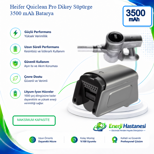Heifer Quiclean Pro Dikey Süpürge 3500 mAh Batarya