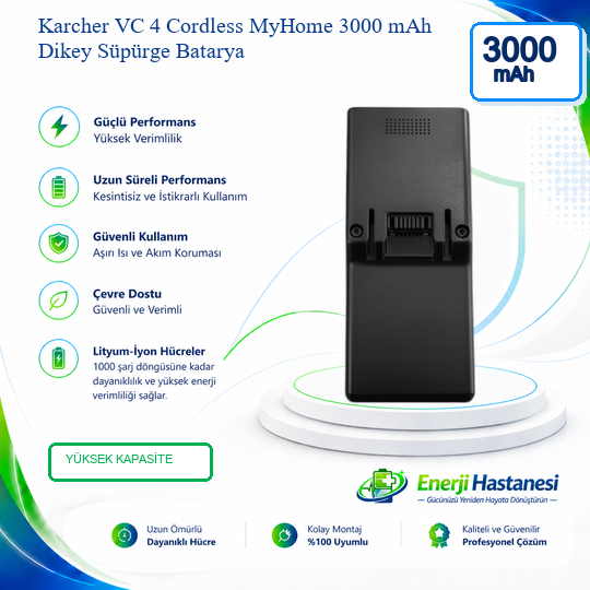 Karcher VC 4 Cordless MyHome 3000 Mah Dikey Süpürge Batarya